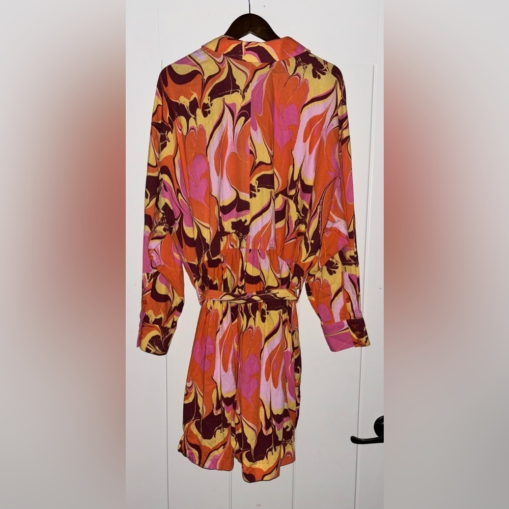 Eloquii Linen Mod Print Romper Boho 70"S Hippie C… - image 2